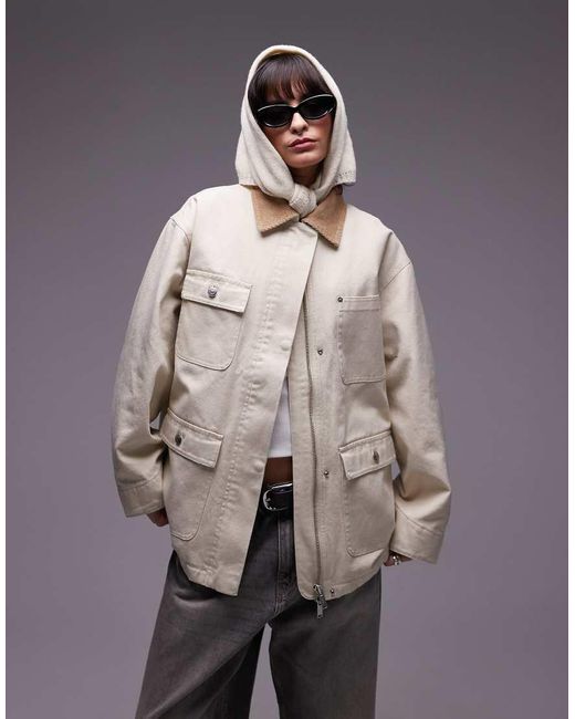 ARKET White Oversized Workwear Barn Jacket