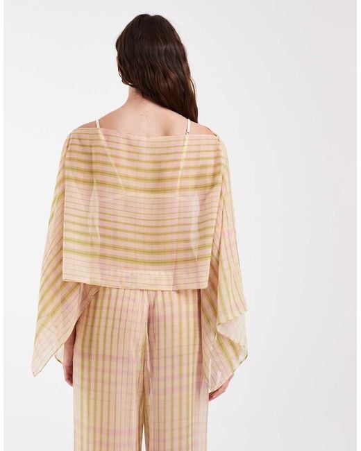 ASOS Natural Chiffon Sheer Cape Gingham