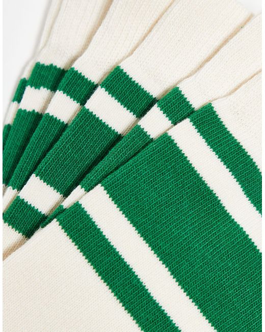 Confezione da 3 paia di calze verdi ed écru a righe di ASOS in Green da Uomo