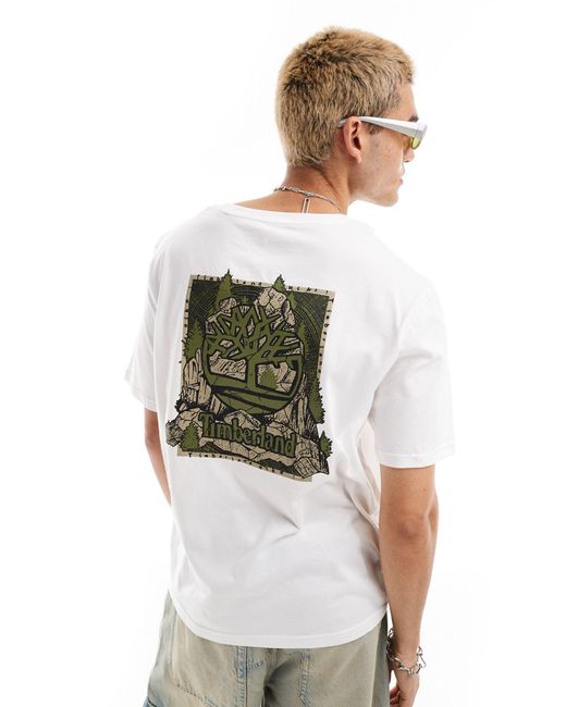 T-shirt oversize avec logo arbre à imprimé camouflage au dos - - exclusivité asos Timberland pour homme en coloris White