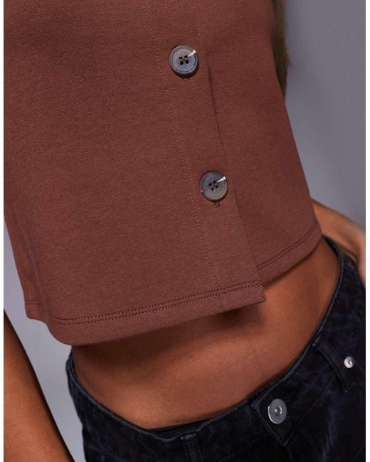 ASOS Brown Wide Shoulder Boxy Cropped Waistcoat