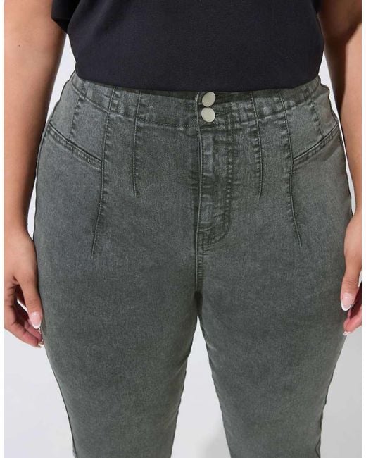 Yours Clothing Gray Seam Detail Flared Jeans