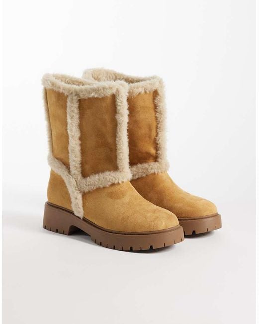 London Rebel Natural Cosy Ankle Boots