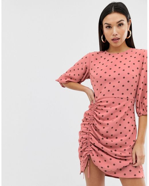 pink polka dot dress pretty little thing