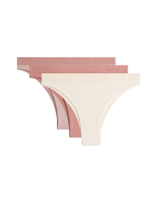 Oysho Pink 3 Seamless Striped Brazilian Briefs