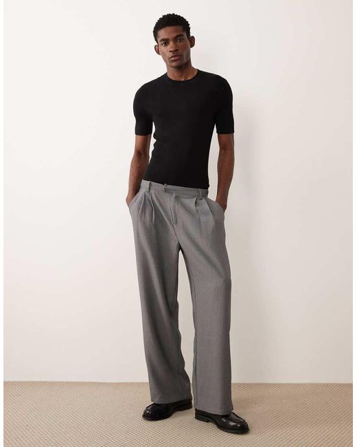 ASOS Black Essential Muscle-Fit Fine-Rib Knit Crew-Neck for men