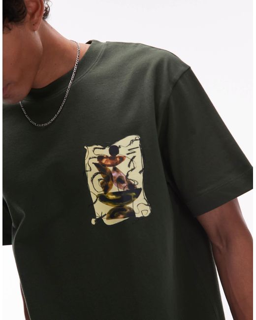 T-shirt oversize à imprimé formes à l'aquarelle devant et au dos - foncé Topman pour homme en coloris Gray