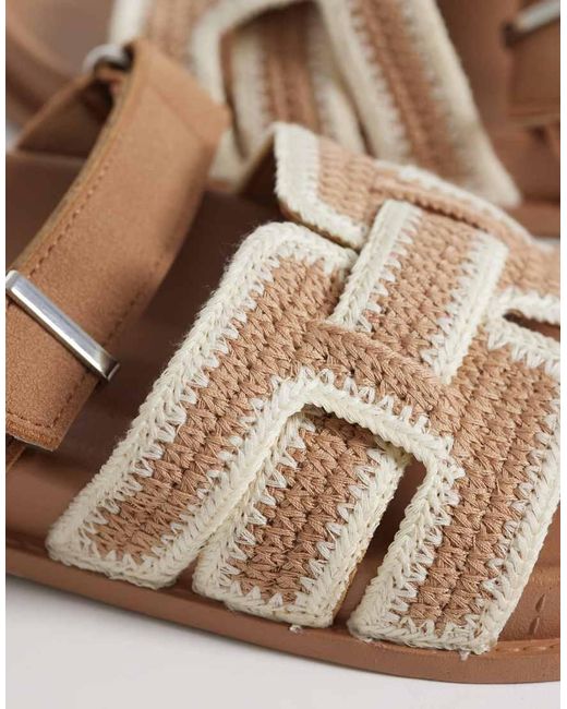 ASOS Natural Fion Woven Knit Footbed Sandals