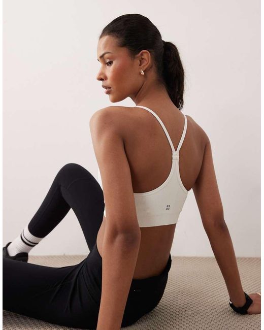 Sweaty Betty White Spirit Restored Seamless Yoga Bra