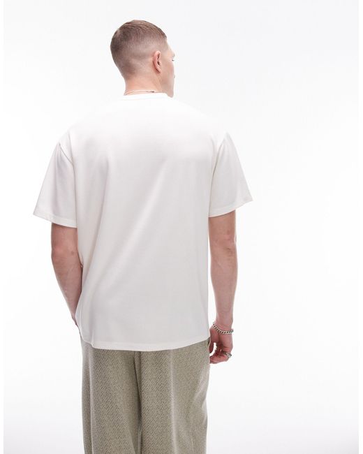 Camiseta color holgada Topman de hombre de color White