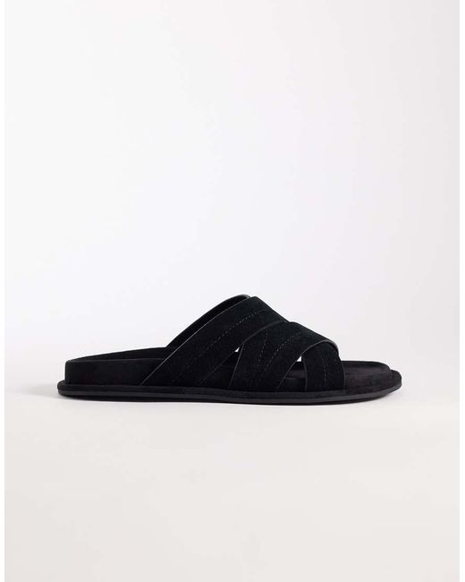 ASOS Black Cross Over Strap Sandals for men