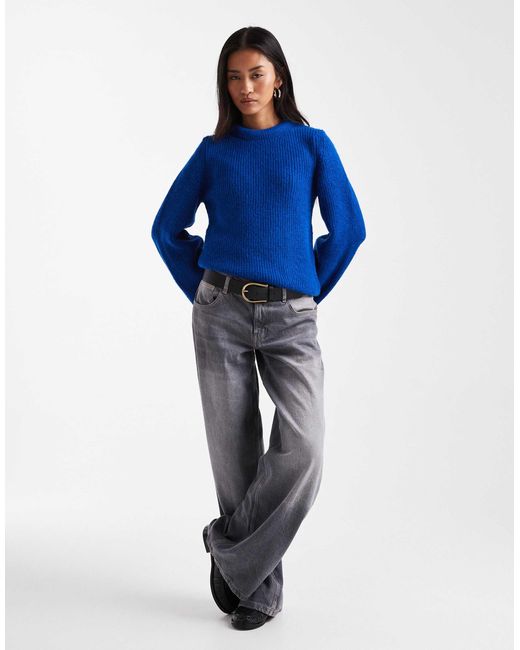 ASOS Blue Crew Neck Jumper With Bell Sleeves