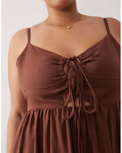 Esmee Curve Brown Tiered Maxi Beach Dress