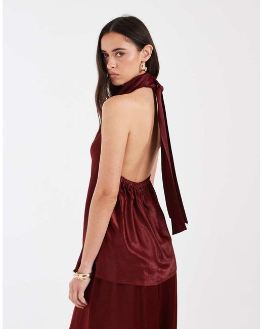 ASOS Red Tailo Soft Satin Halter Neck Top