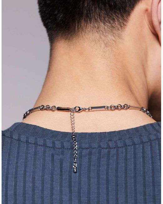 ASOS Blue Mixed Link Box Chain Necklace for men