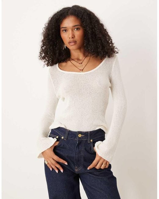 Tala White Multiway Long Sleeve Resort Knit Top