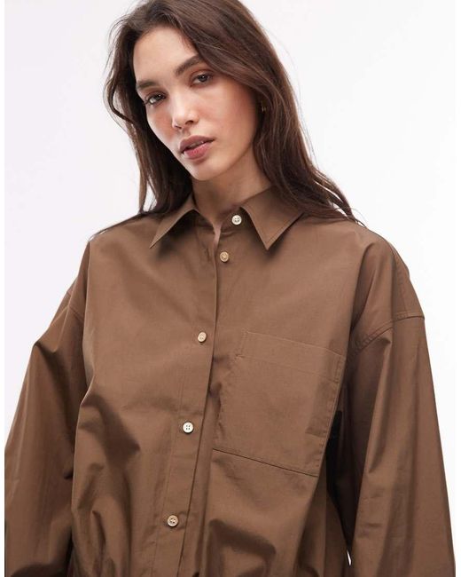 ARKET Brown Bubble Hem Shirt