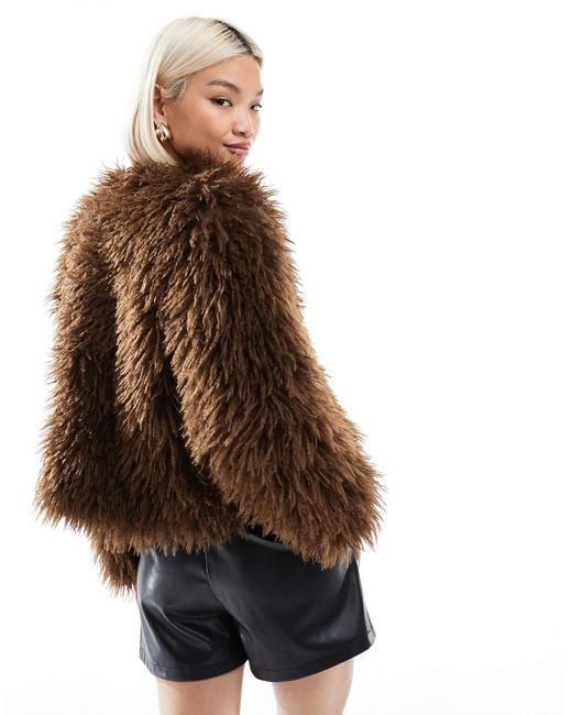 Threadbare Brown Faux Shearling Fur Jacket