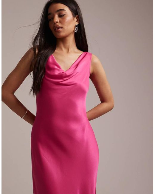 Maids To Measure Pink Bridesmaid Cowl Front Maxi Dress