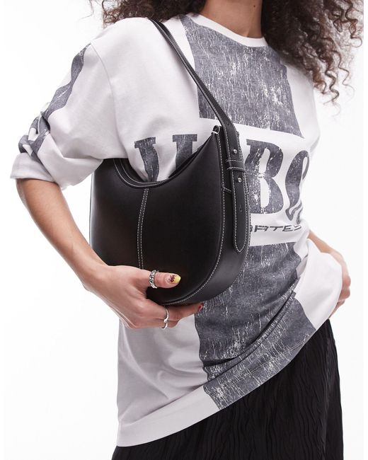 TOPSHOP Black Samina Asymmetric Scoop Shoulder Bag