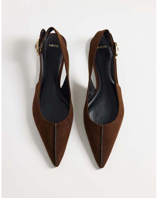 Mango White Flat Slingback Shoe
