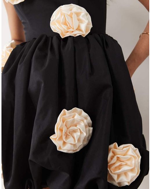 ASOS Natural Bubble Hem Contrast Corsage Mini Dress
