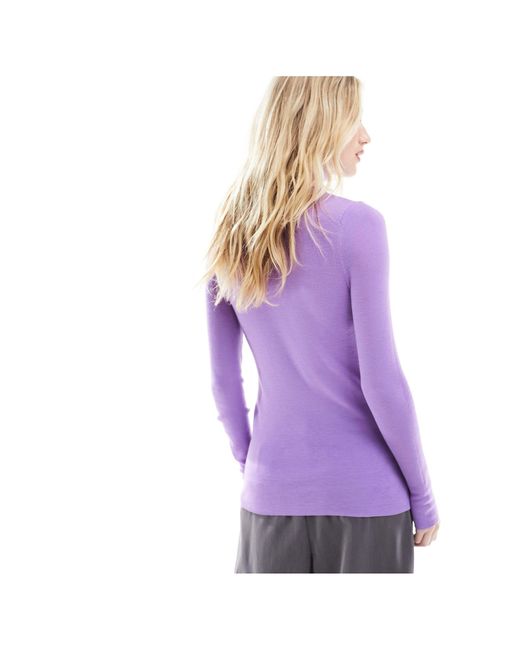 & Other Stories Purple Merino Wool Sheer High Neck Knitted Top