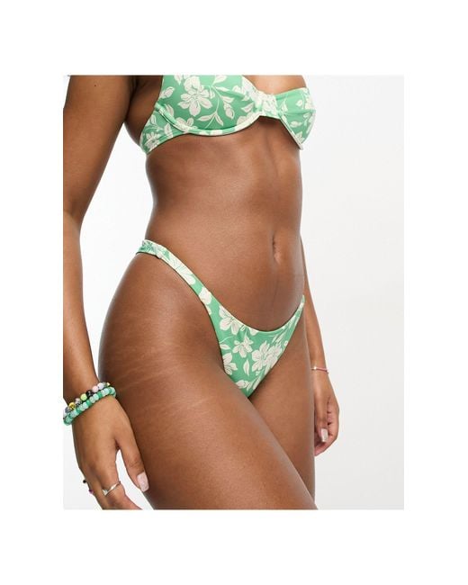 Billabong Field Day Maya Tanga Bikini Bottom in Green | Lyst