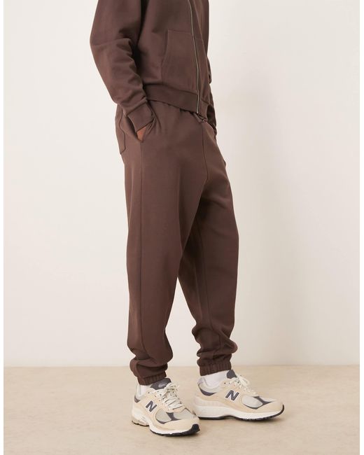 ASOS – essential – oversize-jogginghose in Brown für Herren