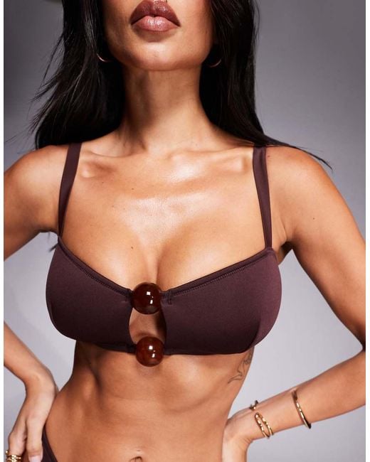 ASOS Black Fuller Bust Dora Premium Crop Bikini Top With Jumbo Bead