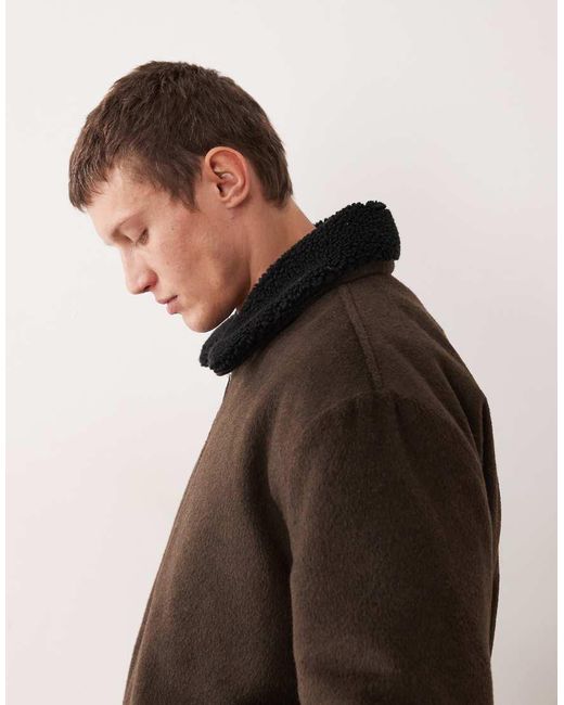 ASOS Harrington Jack Met Wollook En Borgkraag in het Black voor heren