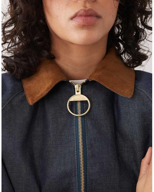 Barbour Blue Freckleton Zip Through Short Jacket
