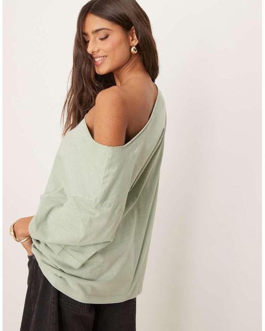Camiseta Verde Extragrande Y Holgada Con Hombro Caído De ASOS de color Green