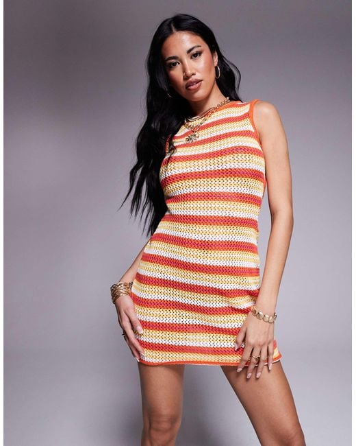 Princess Polly Multicolor Oxygen Crochet Open Back Mini Dress