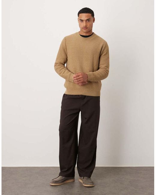 Maglione Con Scollo Rotondo di Mango in Natural da Uomo