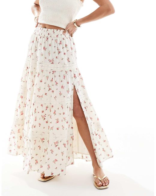 Miss Selfridge White Trim Insert Tiered Maxi Skirt