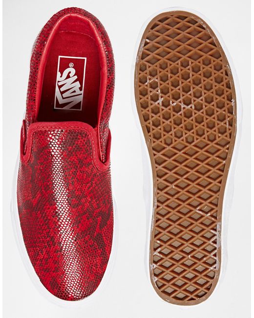 Scarpe da ginnastica classiche senza lacci rosse effetto pelle di serpente  martellata di Vans in Rosso | Lyst