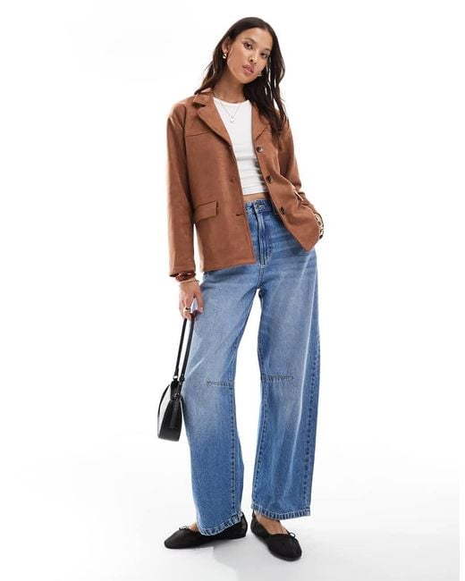 New Look Blue Faux Suede Blazer