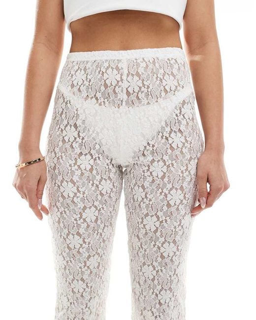 ONLY White Lace Flare Trousers