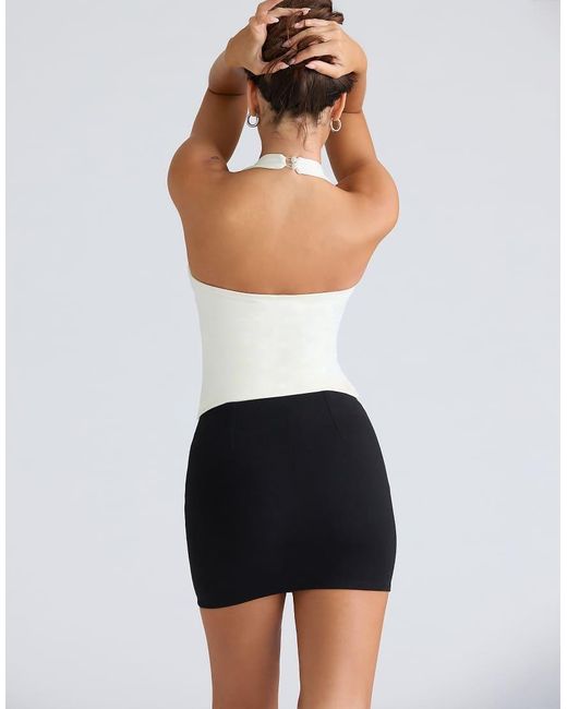 House Of Cb White The Peekaboo Ivory Halter Neck Corset Top