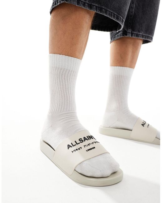 AllSaints White Underground Rubber Sliders for men