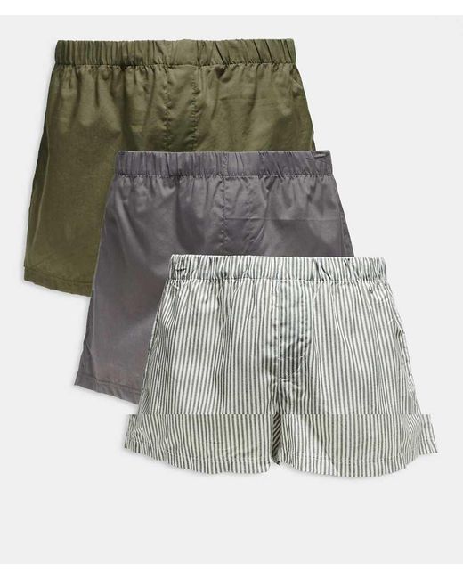 Jack & Jones Gray 3 Pack Stripe Woven Boxers for men
