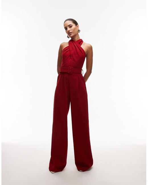 Mango Mouwloze Jumpsuit Met Riem in het Red