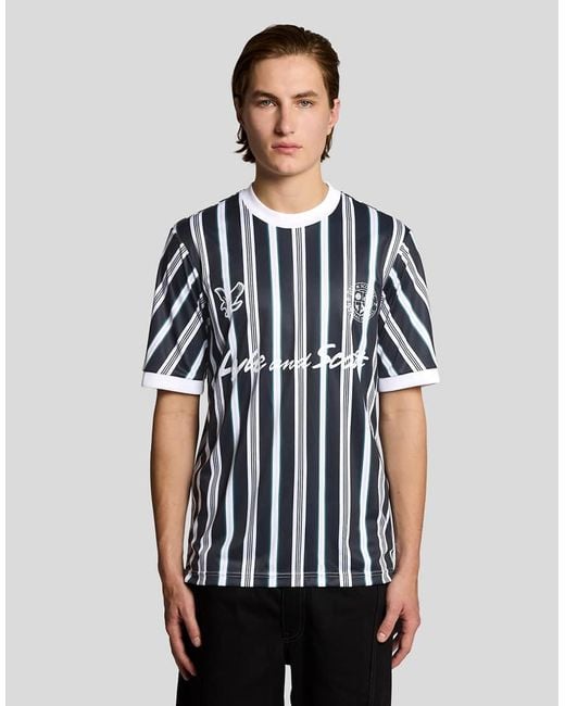 Lyle & Scott Blue Ss T-Shirts Prep Stripe Football Shirt for men