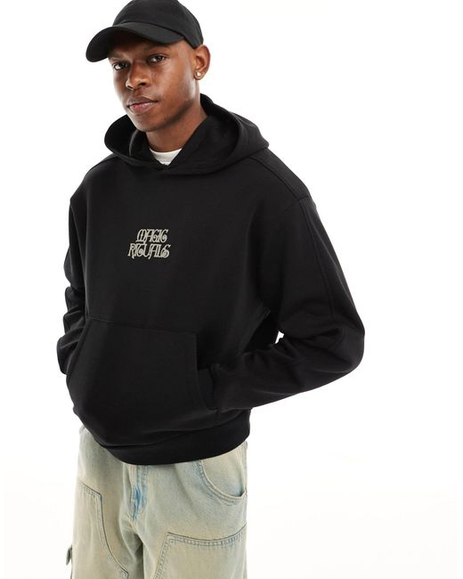 ASOS Black Oversized Boxy Hoodie With Prints And Seam Details for men