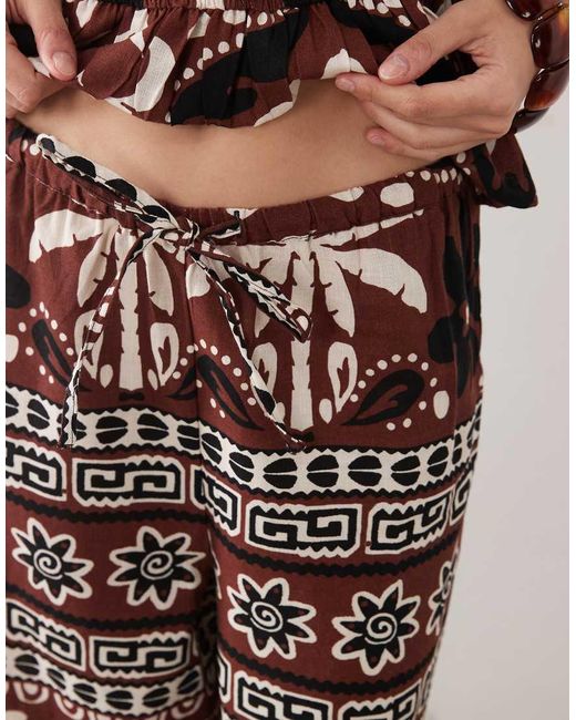 New Look Black Co-ord Palm Beaded Wide Leg Trousers