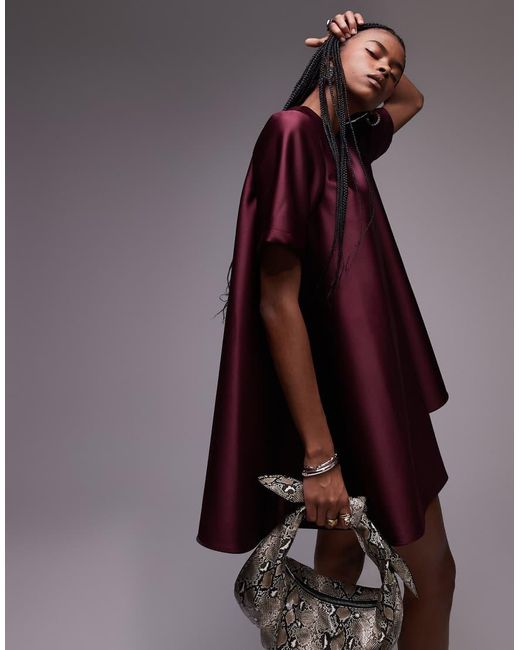 ASOS Purple Satin Full Skirt Mini Dress