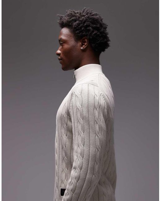 Paul Smith Gray Paul Smith Quarter Zip Cable Knit Jumper for men