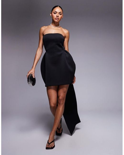 ASOS Blue Sculpted Bandeau Mini Dress With Train