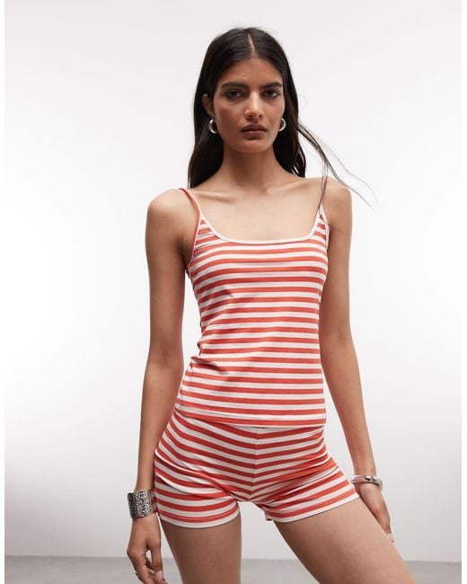 Monki Red Scoopneck Vest Co-ord